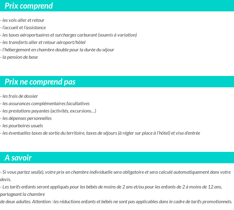 Conditions tarifaires