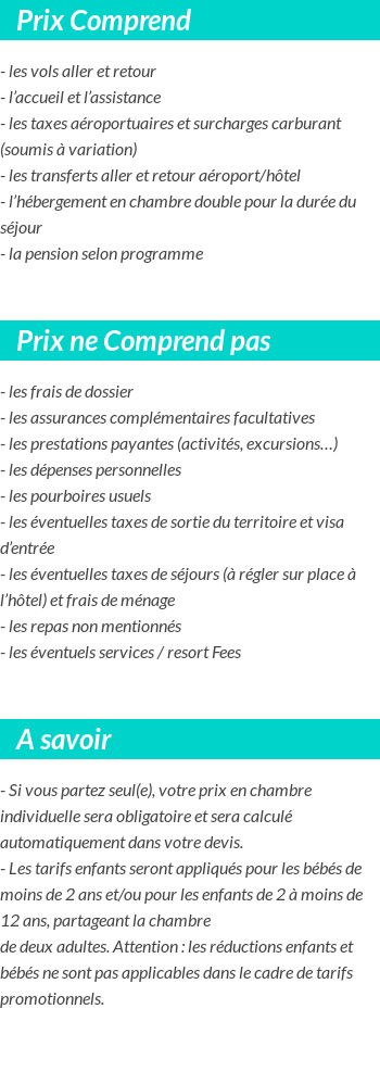 Conditions tarifaires