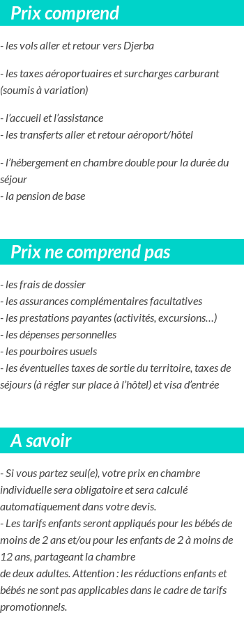 Conditions tarifaires