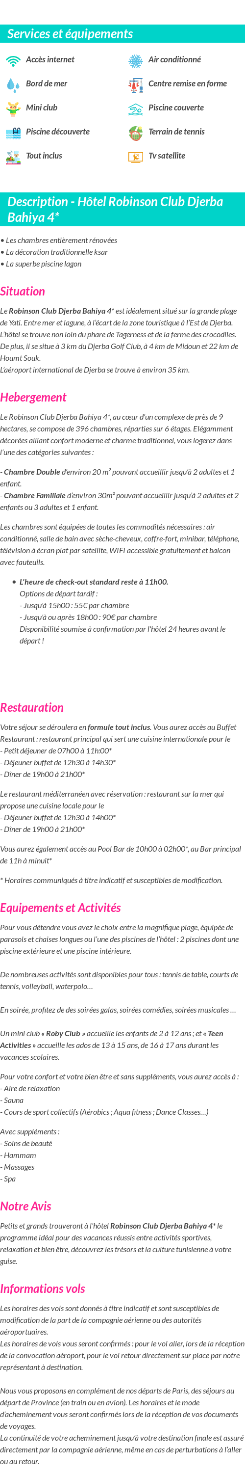 Détails du séjour