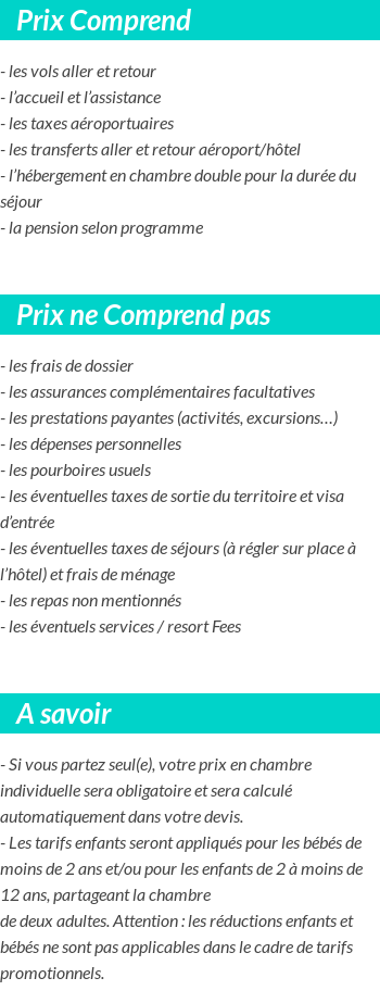 Conditions tarifaires