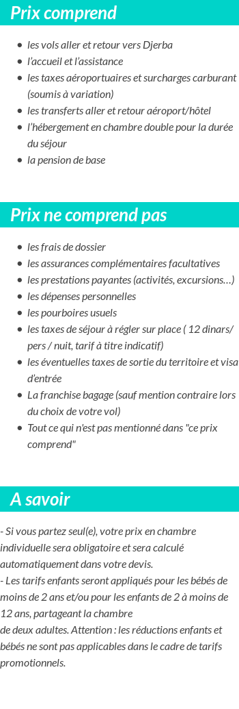 Conditions tarifaires