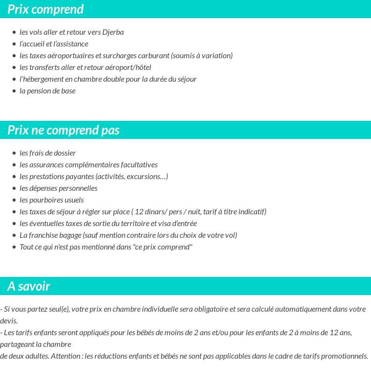 Conditions tarifaires