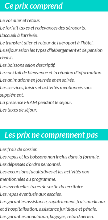 Conditions tarifaires