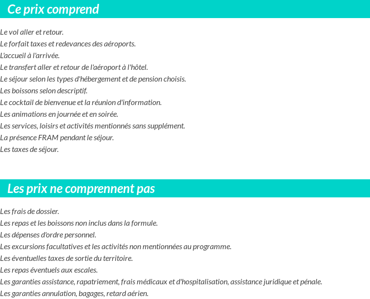 Conditions tarifaires