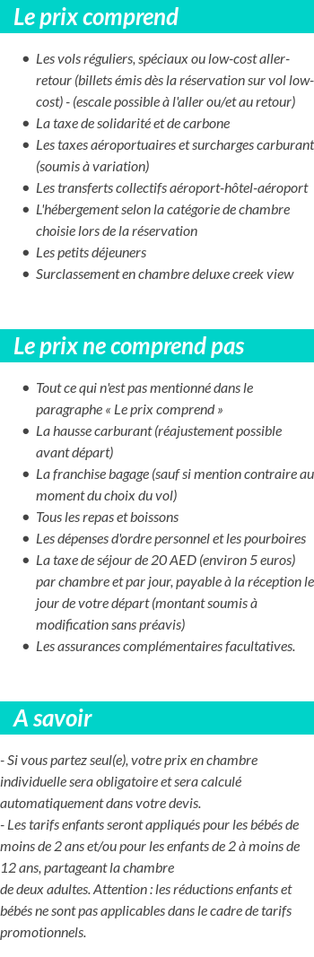 Conditions tarifaires