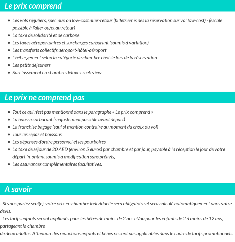 Conditions tarifaires