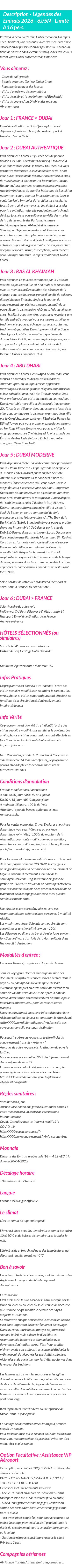 Détails du séjour