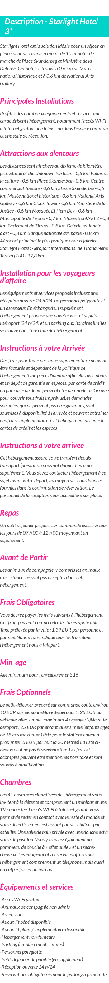 Détails du séjour