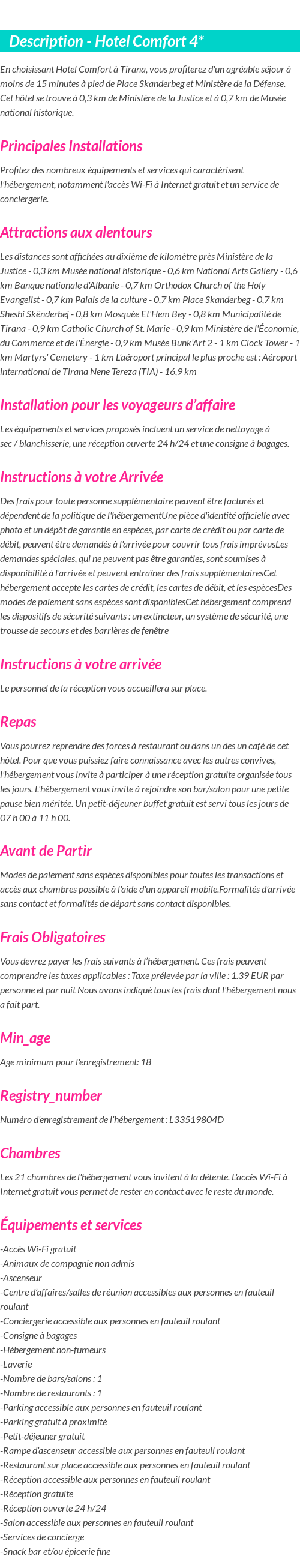 Détails du séjour
