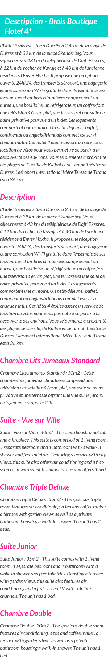 Détails du séjour