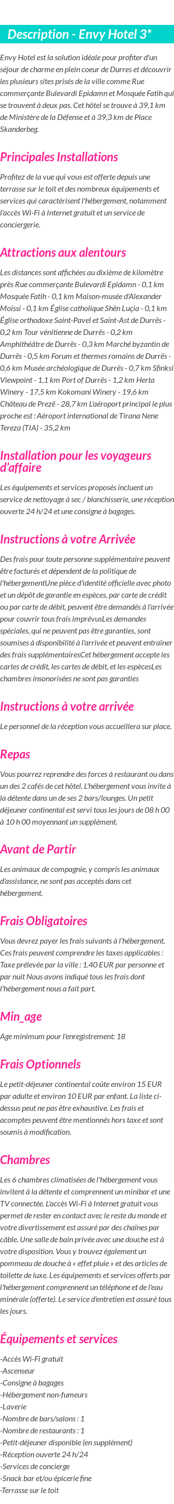 Détails du séjour