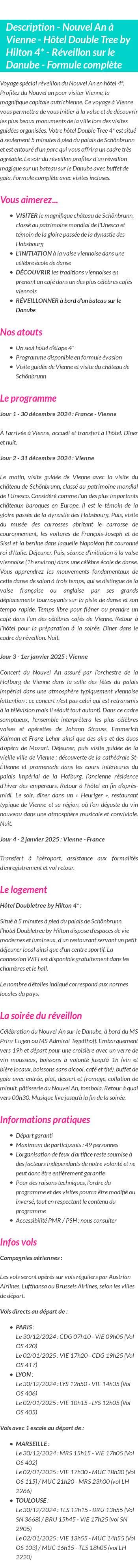 Détails du séjour