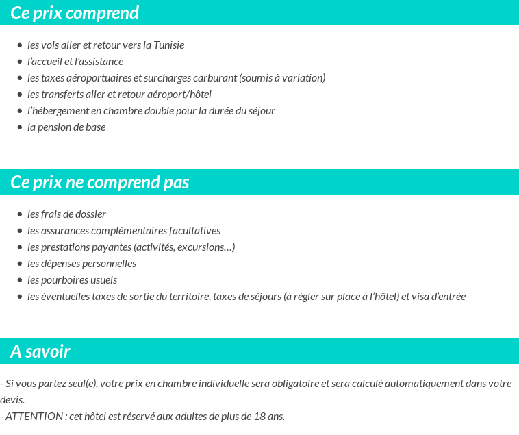 Conditions tarifaires