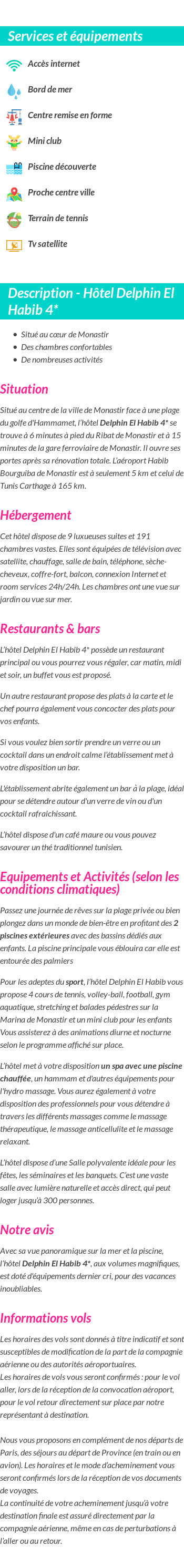 Détails du séjour