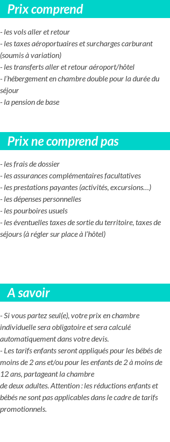 Conditions tarifaires