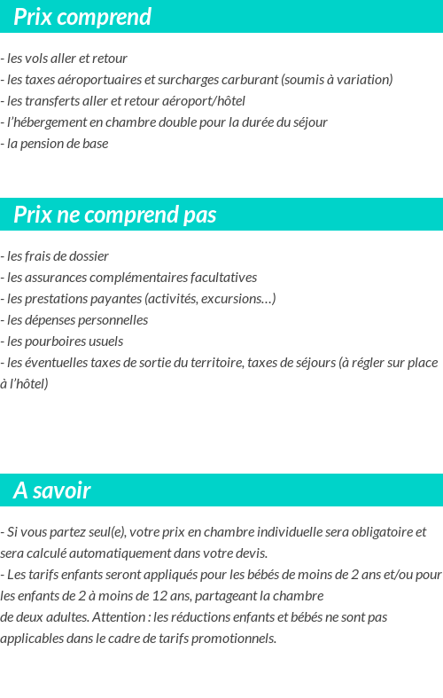 Conditions tarifaires