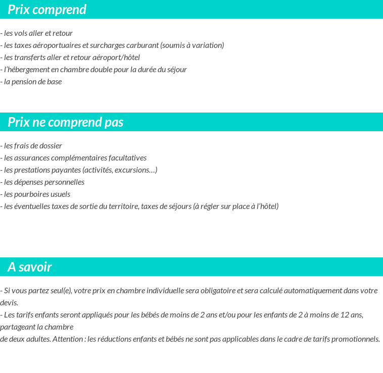 Conditions tarifaires