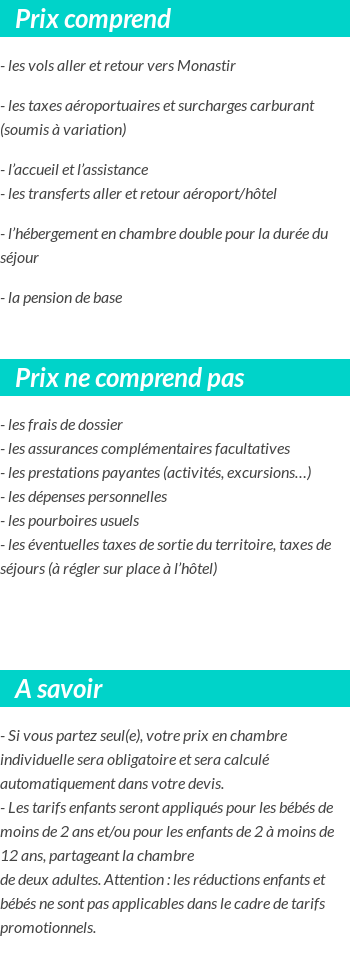 Conditions tarifaires