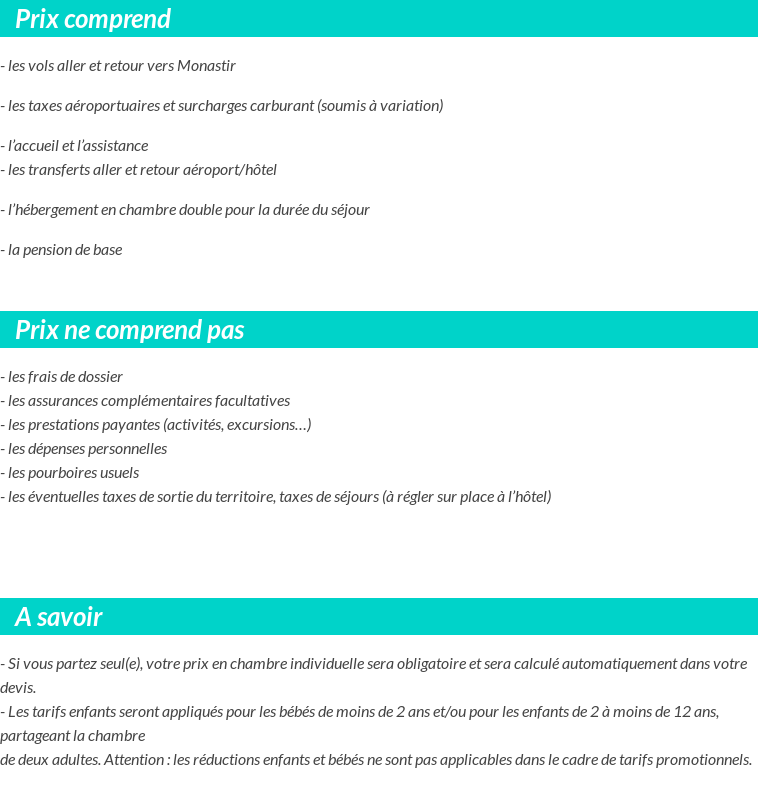 Conditions tarifaires