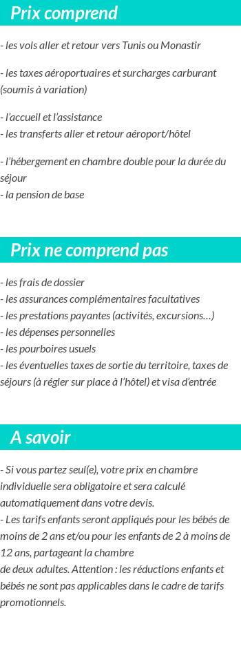 Conditions tarifaires