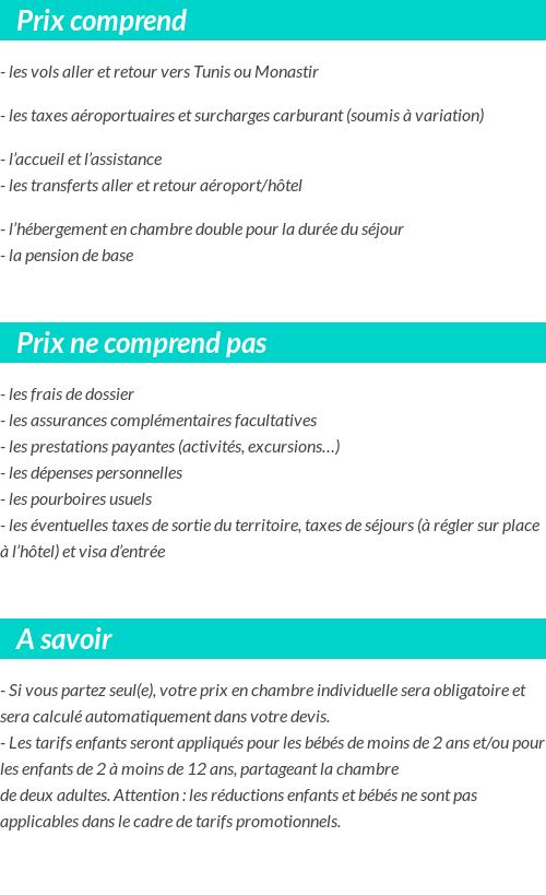 Conditions tarifaires