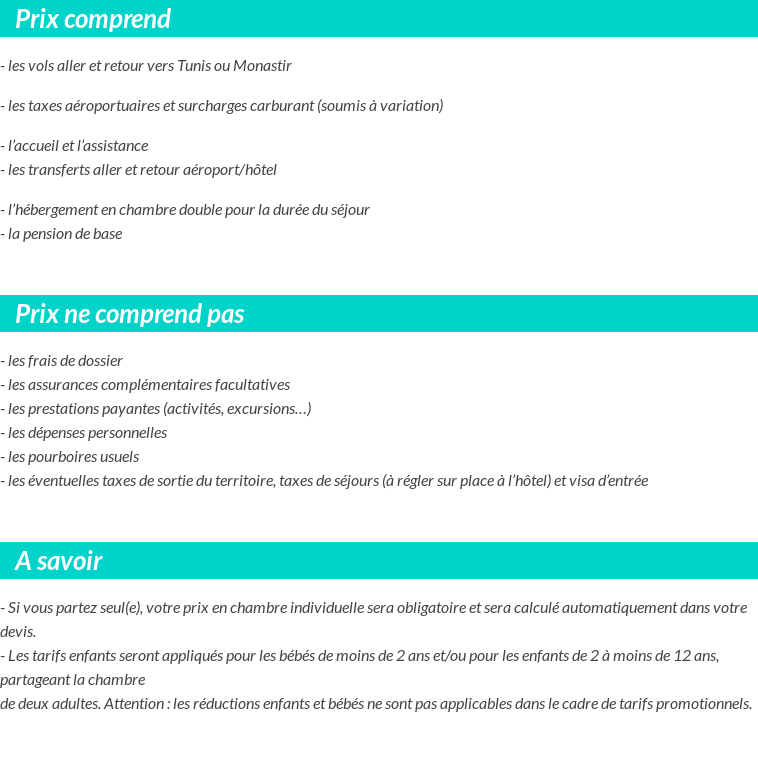 Conditions tarifaires