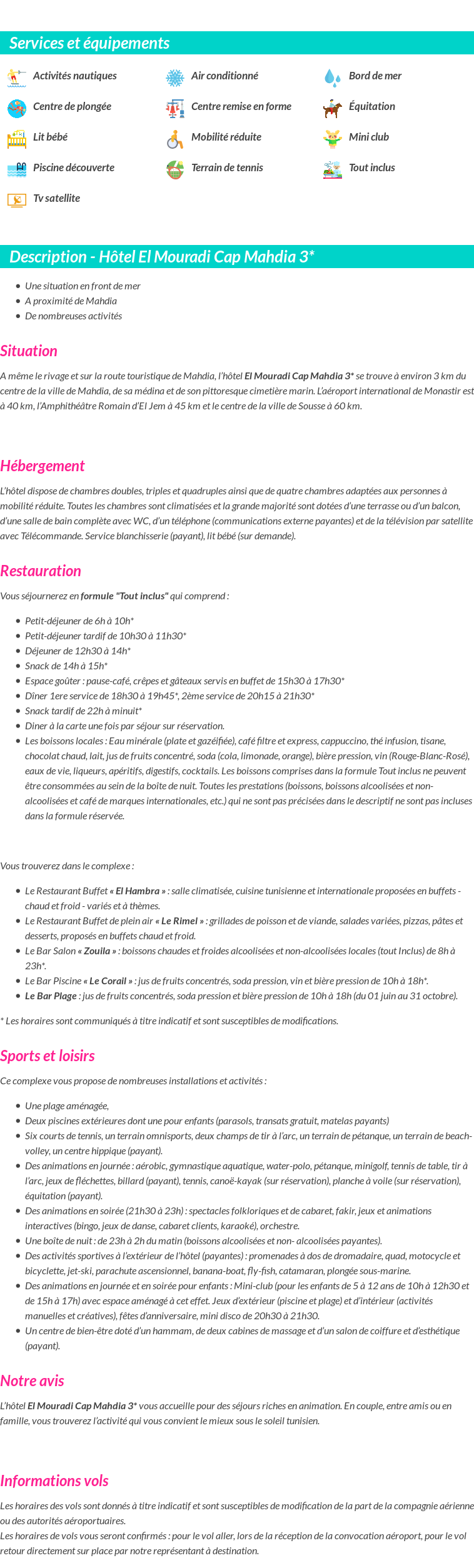 Détails du séjour