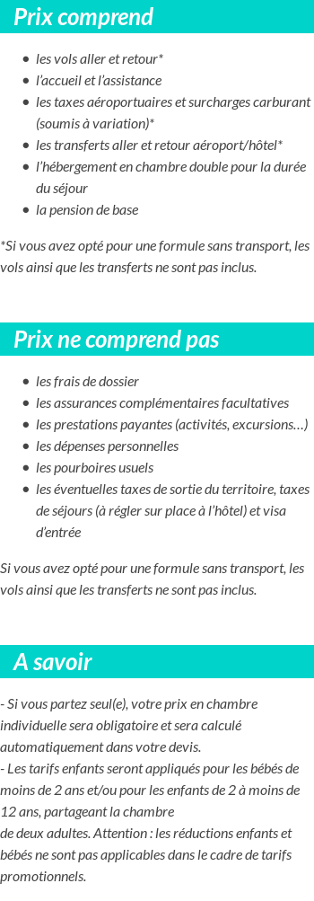 Conditions tarifaires