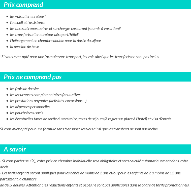Conditions tarifaires