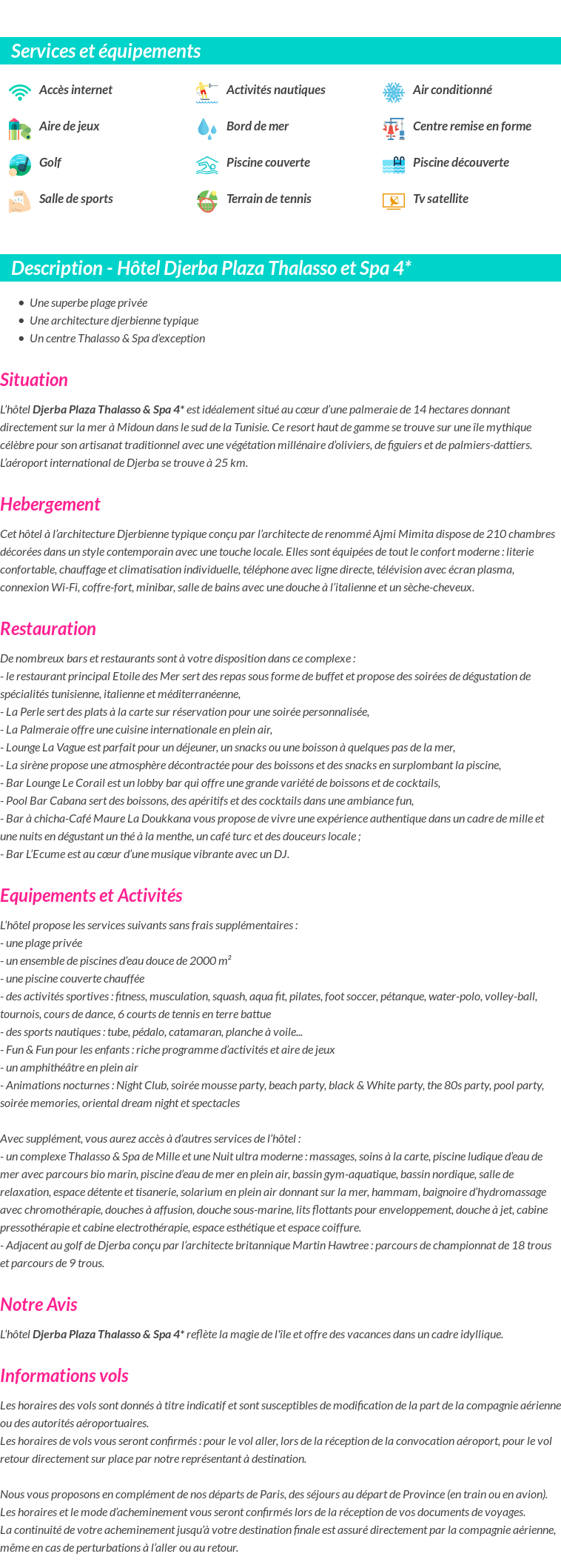 Détails du séjour