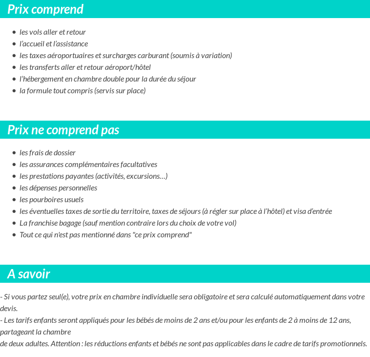 Conditions tarifaires