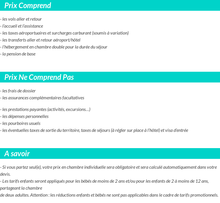 Conditions tarifaires