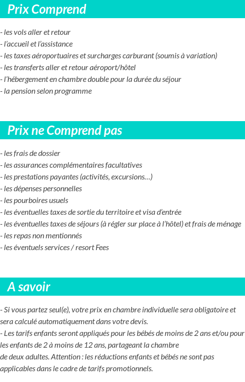 Conditions tarifaires