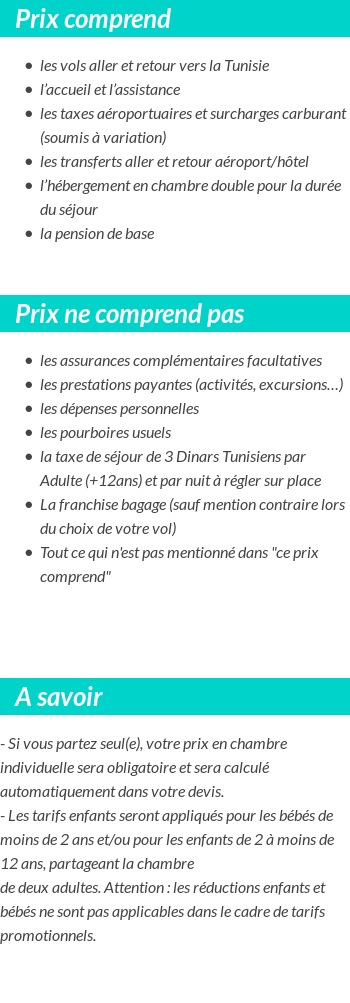 Conditions tarifaires