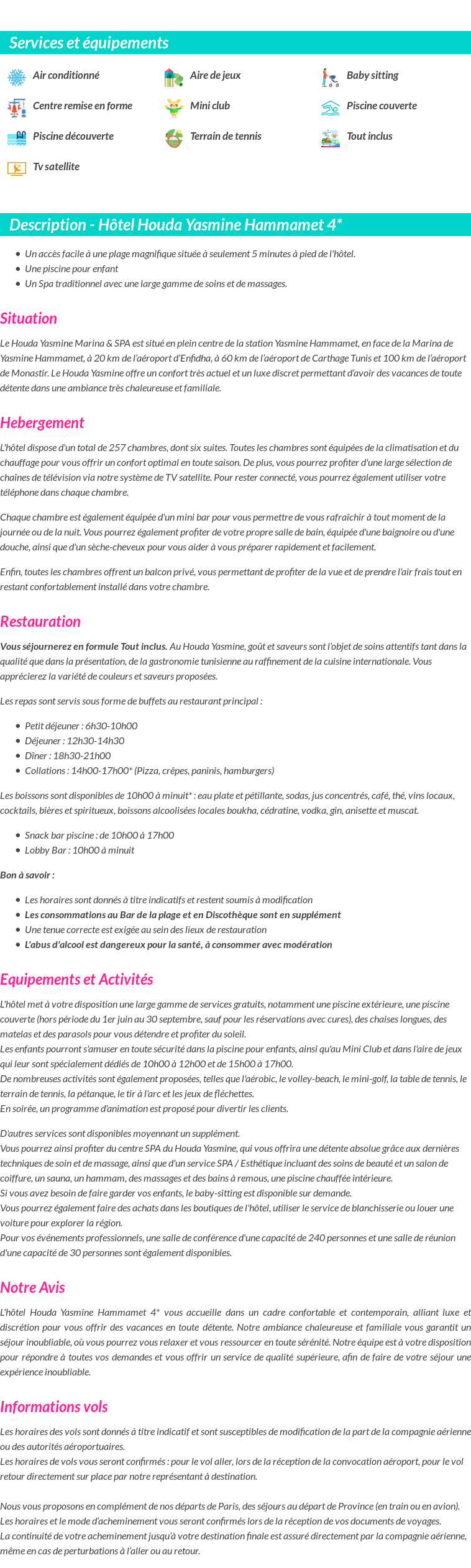 Détails du séjour