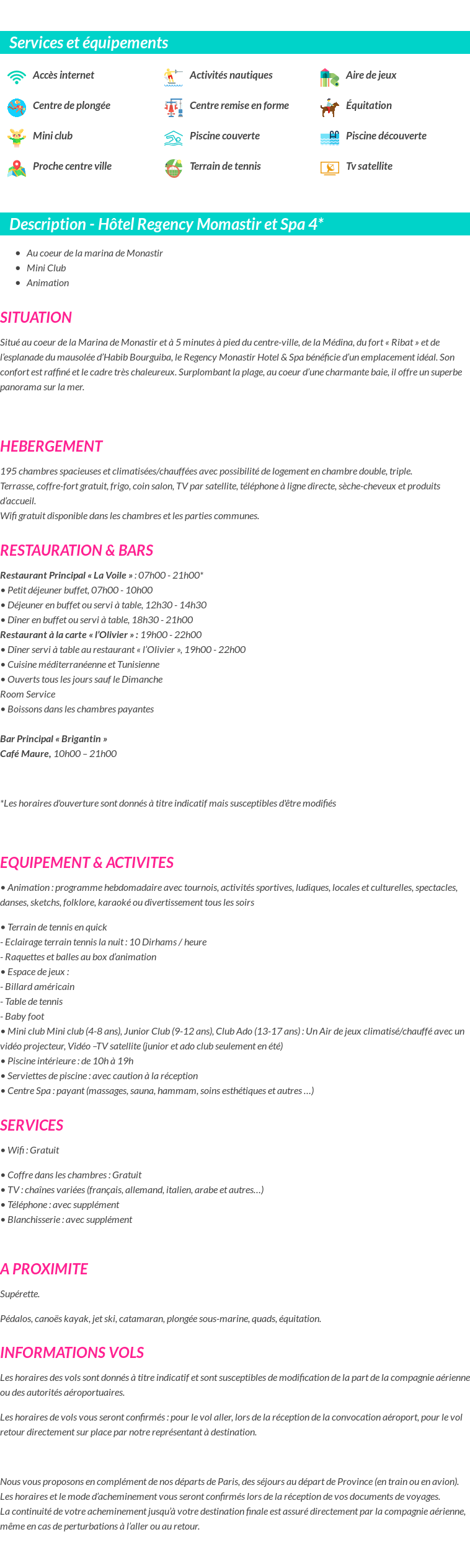 Détails du séjour