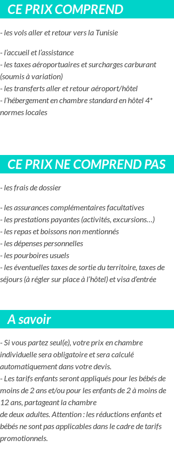 Conditions tarifaires