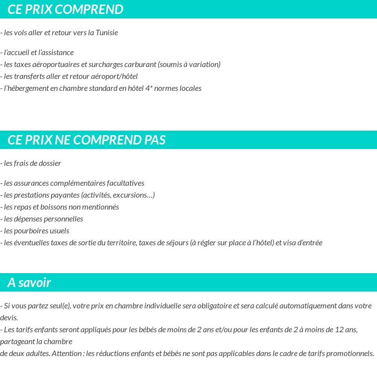 Conditions tarifaires