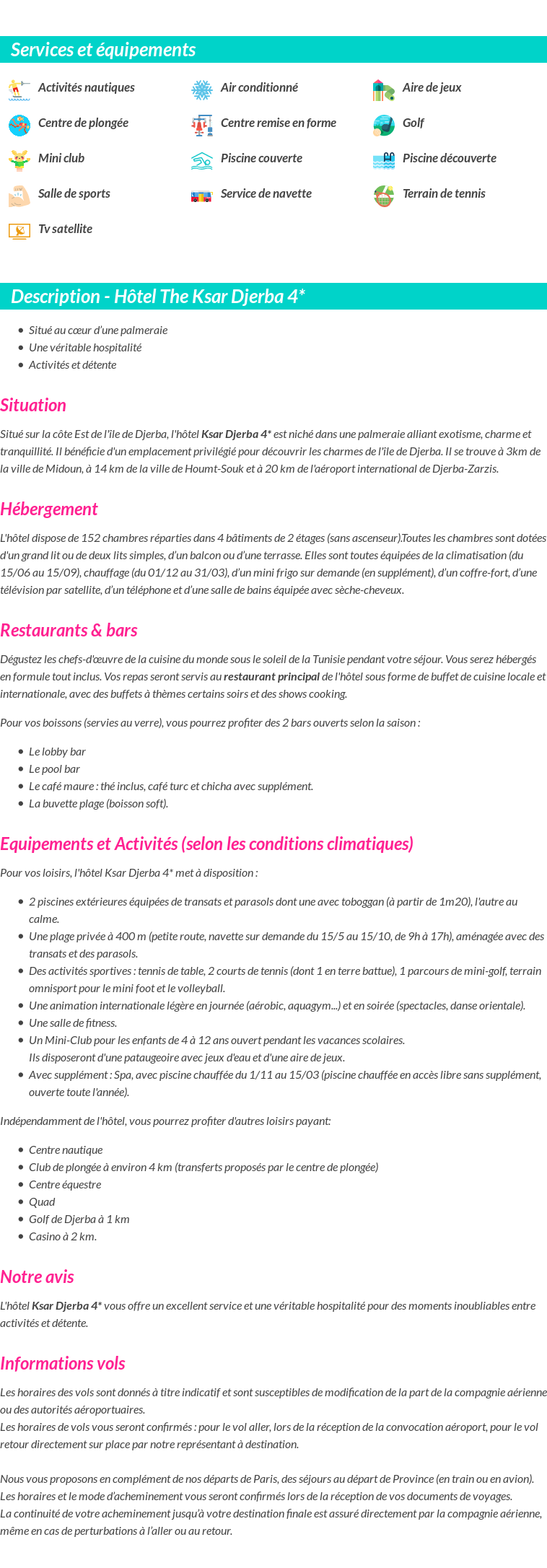 Détails du séjour