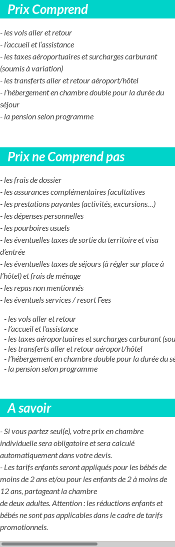 Conditions tarifaires