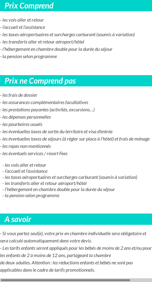 Conditions tarifaires