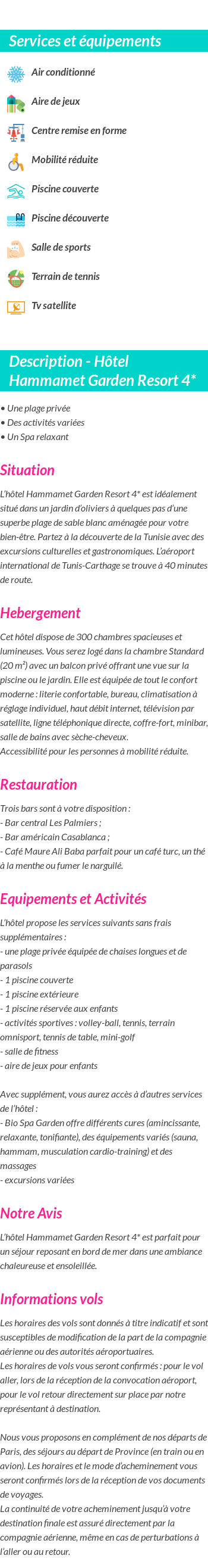 Détails du séjour