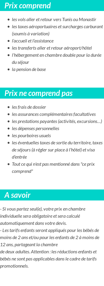 Conditions tarifaires