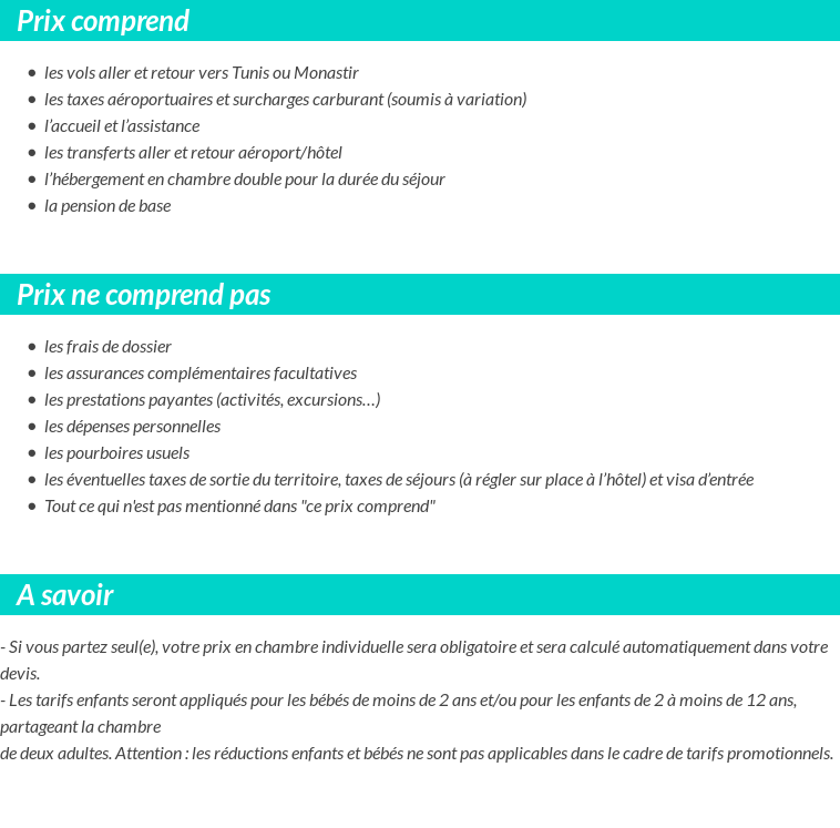 Conditions tarifaires
