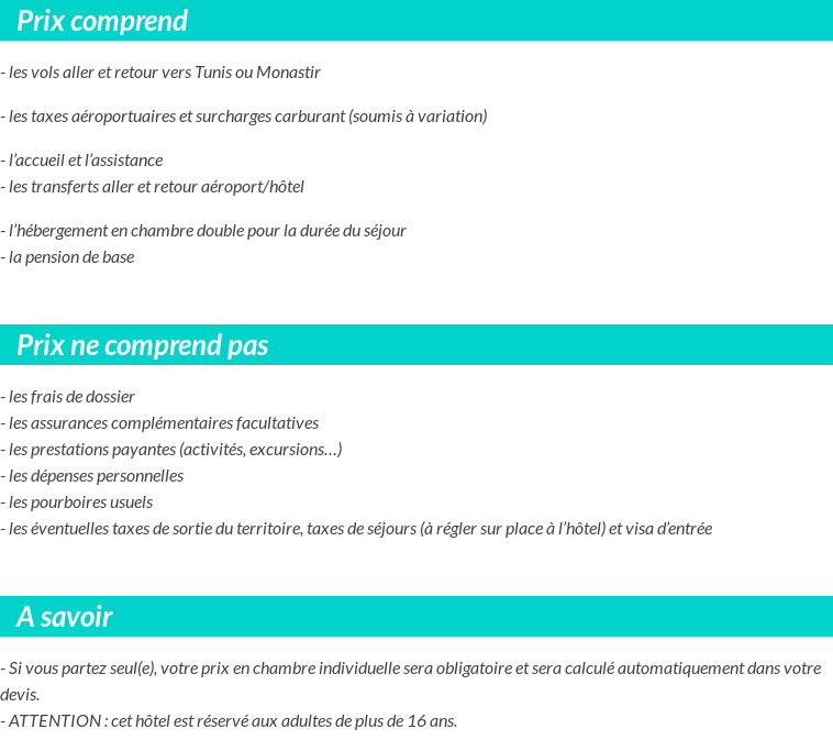 Conditions tarifaires
