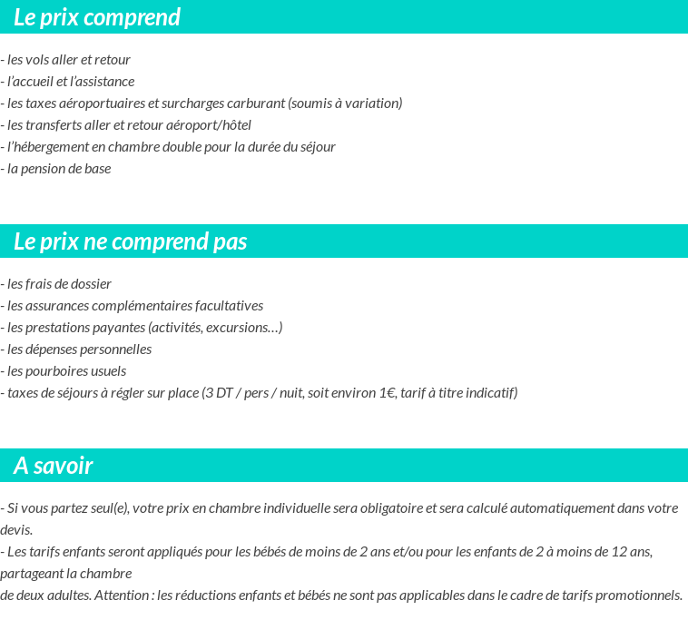 Conditions tarifaires