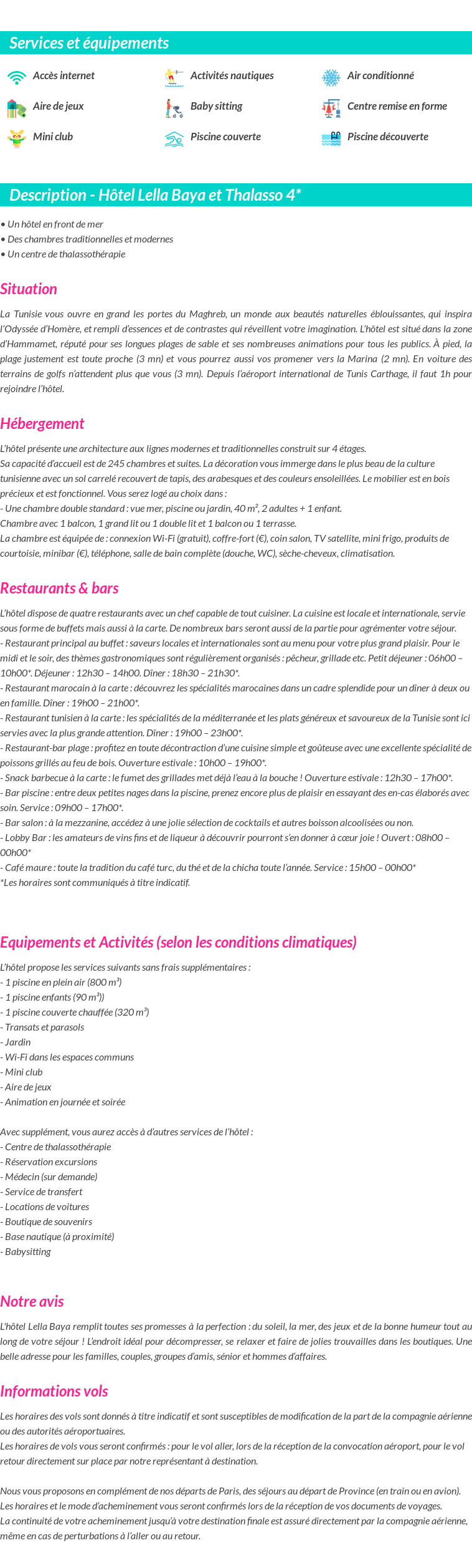 Détails du séjour