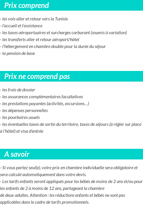 Conditions tarifaires