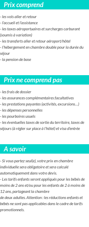 Conditions tarifaires